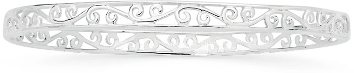 Sterling Silver Oval Scroll Bangle