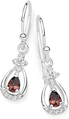 Sterling Silver Pear Cubic Zirconia Hook Earrings