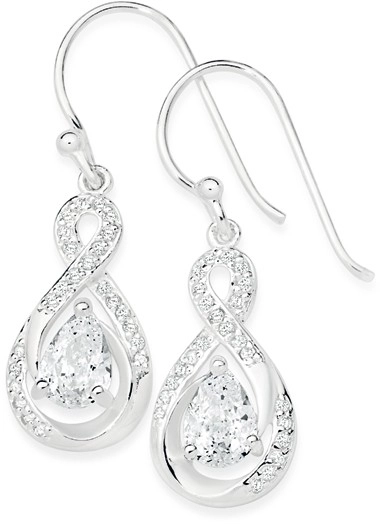 Sterling Silver Pear Cubic Zirconia within Cubic Zirconia Infinity Drop Earrings