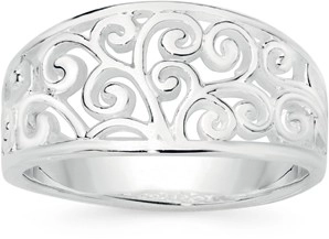 Sterling Silver Wide Tapered Filigree Dress Ring