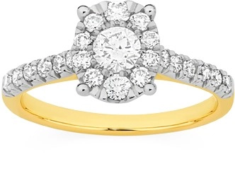 18ct Gold Diamond Oval Cluster Ring