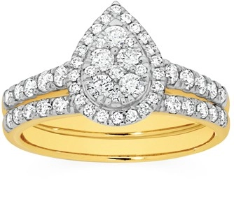 18ct Gold Diamond Pear Shape Bridal Set