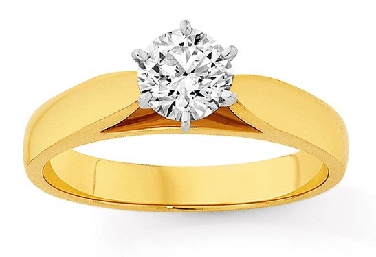 18ct Gold Two Tone Diamond Solitaire Ring