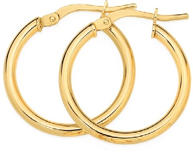 9ct Gold 15mm Hoop Earrings