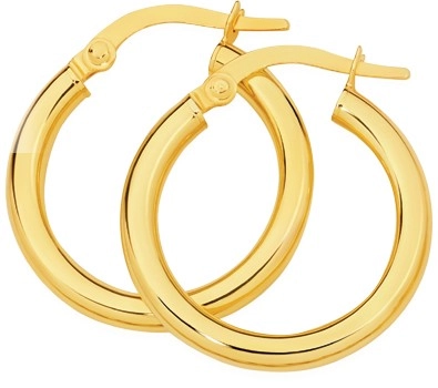 9ct Gold 2.5x15mm Polished Hoop Earrings