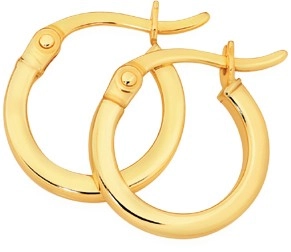 9ct Gold 2x10mm Squared Tube Hoop Earrings