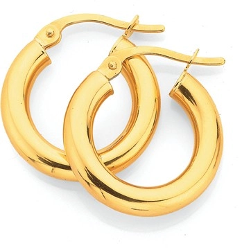 9ct Gold 3x10mm Polished Hoop Earrings