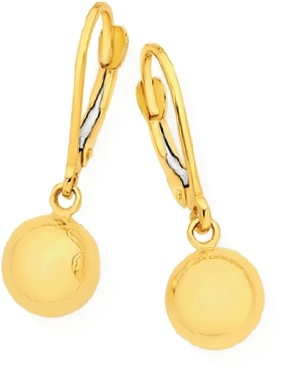 9ct Gold 8mm Euroball Earrings