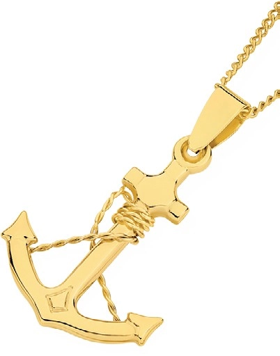 9ct Gold Anchor Gents Pendant