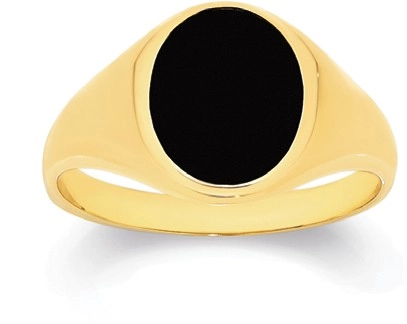 9ct Gold Black Agate Signet Gents Ring