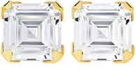 9ct Gold Cubic Zirconia Asscher Cut Claw Stud Earrings