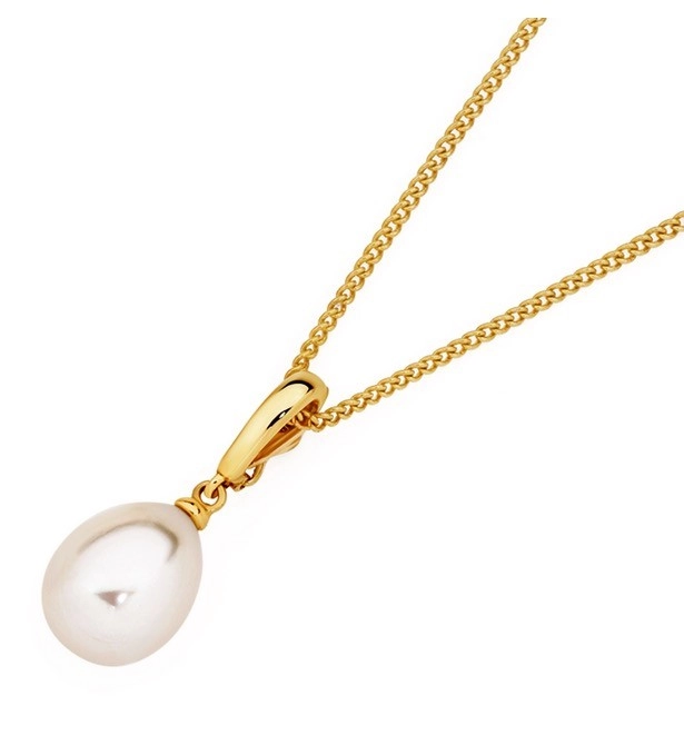 9ct Gold Cultured Freshwater Pearl Teardrop Pendant