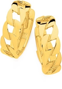 9ct Gold Curb Pattern Front Huggie Earrings