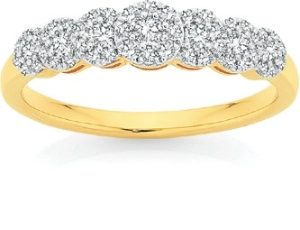 9ct Gold Diamond 7 Cluster Ring