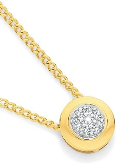 9ct Gold Diamond Bezel Set Cluster Slider Pendant