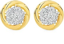 9ct Gold Diamond Cluster Earrings