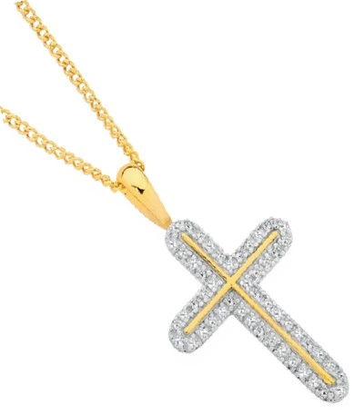 9ct Gold Diamond Cross Pendant