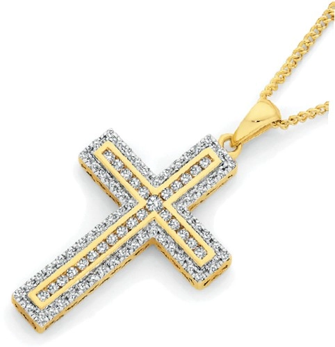 9ct Gold Diamond Cross Pendant