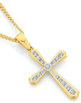 9ct Gold Diamond Cross Pendant