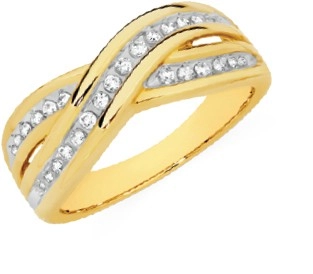 9ct Gold Diamond Crossover Dress Ring