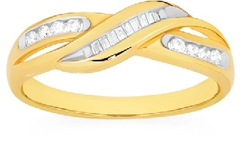 9ct Gold Diamond Crossover Ring