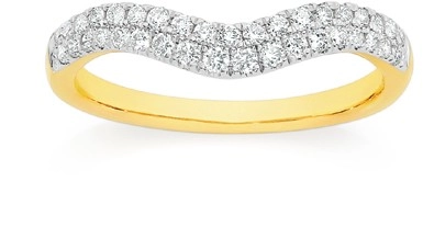 9ct Gold Diamond Curved Two Row Band