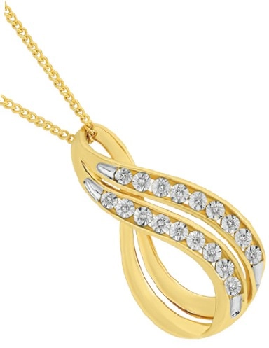 9ct Gold Diamond Double Loop Slider Pendant