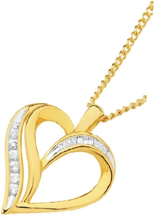 9ct Gold Diamond Heart Pendant