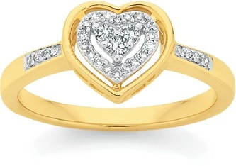 9ct Gold Diamond Heart Ring