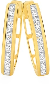 9ct Gold Diamond Hoop Earrings