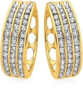 9ct Gold Diamond Huggies Earrings