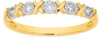 9ct Gold Diamond Hugs & Kisses Band