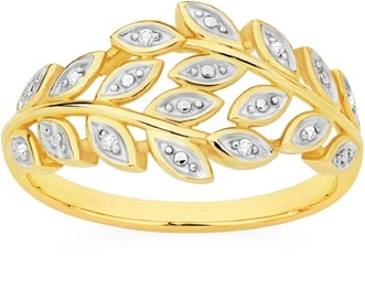 9ct Gold Diamond Leafy Wrap Ring