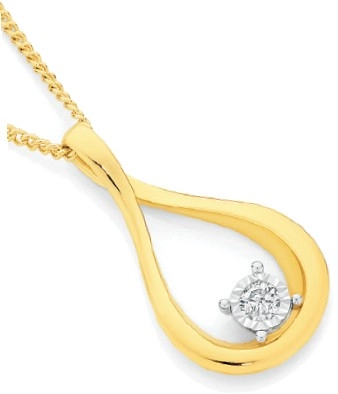 9ct Gold Diamond Open Teardrop Pendant