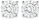 9ct Gold Diamond Round Brilliant Cut Miracle Plate Stud Earrings