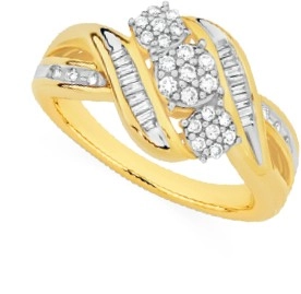 9ct Gold Diamond Trilogy Swirl Ring