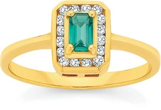 9ct Gold Emerald & Diamond Dress Ring