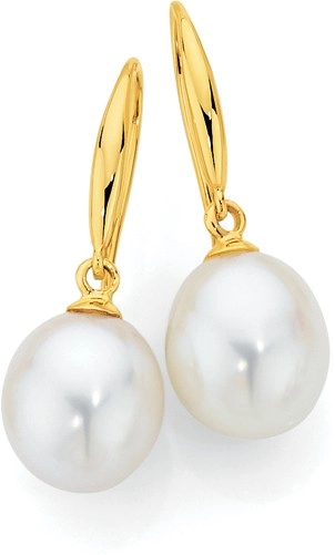 9ct Gold Freshwater Pearl Drop Earrings