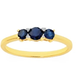 9ct Gold Natural Sapphire & Diamond Ring