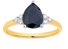 9ct Gold Sapphire & Diamond Pear Shape Ring