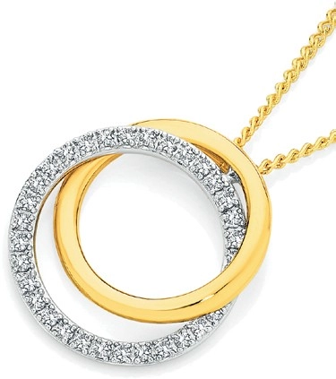 9ct Gold Two Tone Diamond Circle Pendant