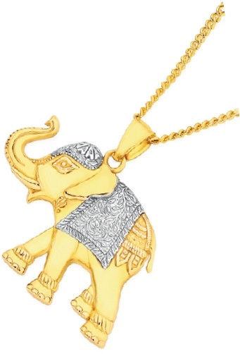 9ct Gold Two Tone Elephant Pendant