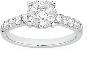 9ct White Gold Diamond Cluster Ring