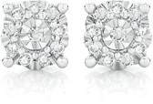 9ct White Gold Diamond Cluster Stud Earrings