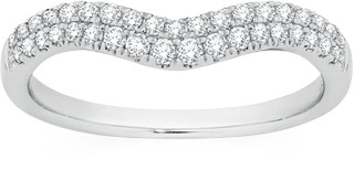 9ct White Gold Diamond Curved Two Row Band