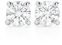 9ct White Gold Diamond Four Claw Stud Earrings