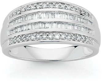 9ct White Gold Diamond Four Row Dress Ring