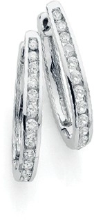 9ct White Gold Diamond Hoop Earrings