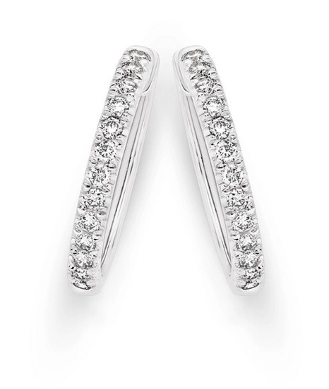 9ct White Gold Diamond Huggie Earrings