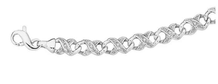 9ct White Gold Diamond Infinity Bracelet